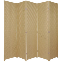 5 Panel Woven Room Divider Screen